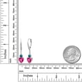 thumbnail image 2 of Gem Stone King 925 Sterling Silver Pink Created Sapphire London Blue Topaz and White Lab Grown Diamond Drop Dangle Earrings for Women (3.49 Cttw, Heart Shape 7MM, Round 4MM), 2 of 4