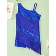 thumbnail image 3 of DPOIS Girls Shiny Tassel Fringe Dance Dress Jumpsuit Royal Blue 10, 3 of 7