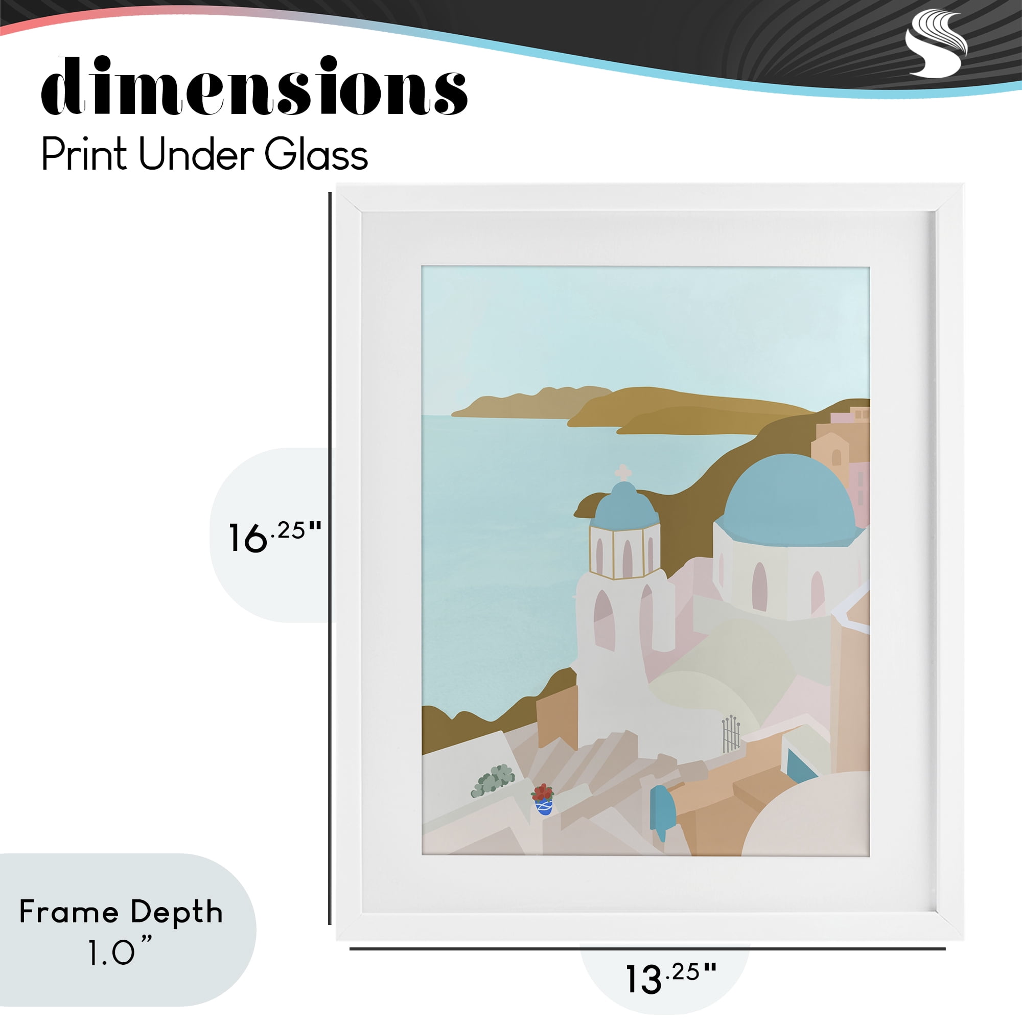 Stupell Industries Coastal Santorini Vibes White Framed Print Under Glass, design by Anna Quach
