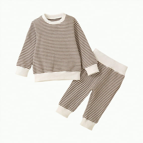 Baby Clothes Boy Boys Autumn Winter Stripe Long Sleeve Elastic Waist 6M 1T 2T 3T 4T 5T Sweatshirt Tops and Pants Set Outfits 2 Pcs