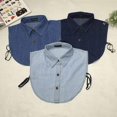 thumbnail image 3 of CAILDANL Unisex Stylish Solid Color Detachable Half Shirt Blouse Fake Collar Denim Cotton Faux Collar Dickey Collar, 3 of 3