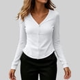 thumbnail image 5 of XuJwPNcy Long Sleeve Shirts for Women Button Down V Neck Fitted Tops Soft Comfy Sun Protection T-Shirts Summer Clothes, 5 of 7