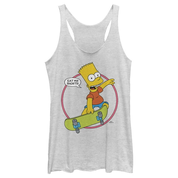 Women's The Simpsons Eat My Shorts Racerback Tank Top White Heather Small