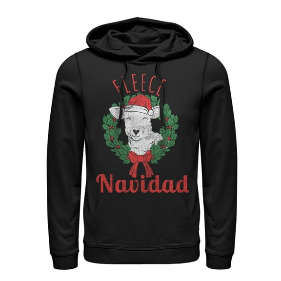 Women's CHIN UP Christmas Fleece Navidad  Pull Over Hoodie Black Large