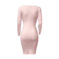 thumbnail image 5 of Women Dresses Plus Solid Long Sleeved V-neck Pleated Dresses Sexy Fashion Dresses Pink Trendy Skirt Size L, 5 of 6