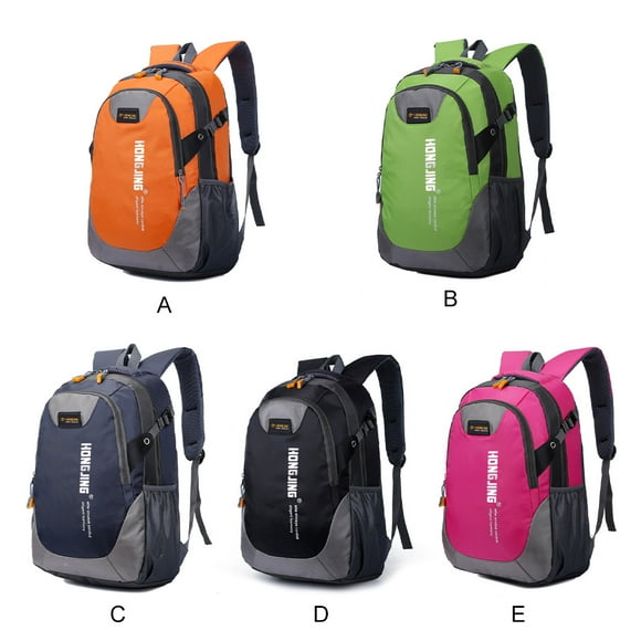 Backpack Waterproof 30L Outdoor Rucksack Portable Travel Packsack Hiking Backpacking Unisex Zipper Closure Nylon Polyester Student Unisex Storage Bag Black