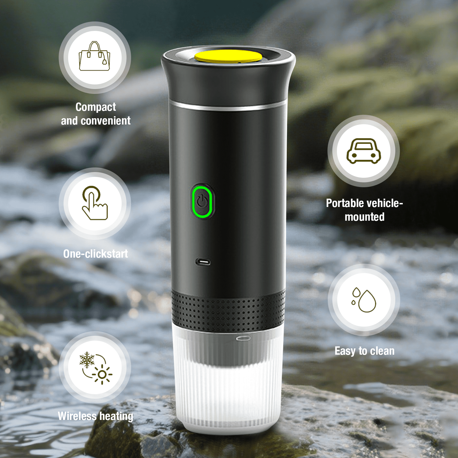 3-in-1 Portable Coffee Maker for Travel,Self-Heating Espresso Machine with USB-C,LED Display,20 Bar,Compatible with Coffee Grounds&Capsules (Ns&DG)–Portable Espresso Maker for Car,RV,Camping,off
