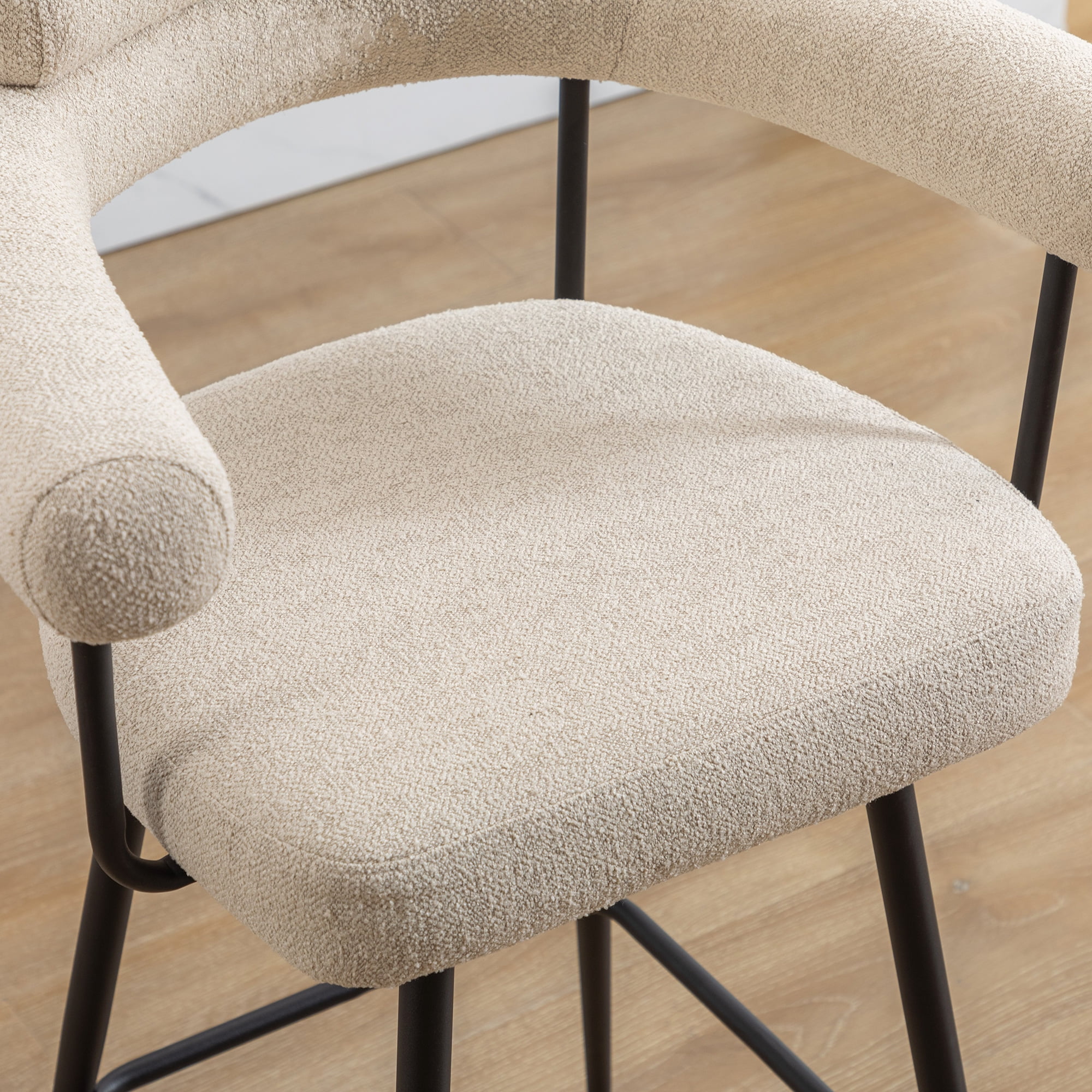Zesthouse 26.7" Swivel Counter Stools Set of 2, Linen Upholstered Bar Stools with Back and Metal Legs, Modern Counter Height Chairs for Kitchen Island, Beige