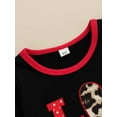 thumbnail image 6 of Biekopu Toddler Girl Valentine’s Day Outfits, Long Sleeve Love Letter Print T-Shirt + Leopard Flare Pants Set, 6 of 9