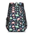 thumbnail image 2 of Black Cartoon Dinosaurs Leaves Pattern Cute School Backpack Bag with Padded Back and Adjustable Shoulder Straps 16.9 X 12.6 X 5.9 Inches, 2 of 5