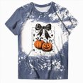 thumbnail image 5 of NOLDARES Halloween Bow Pumpkin Shirt for Women Spooky Season Graphic T Shirt Fall Halloween Short Sleeve Tee Tops,Blue,XL, 5 of 7