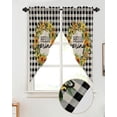 thumbnail image 2 of Swag Curtains, Sunflower Wreath Hello Spring On Black White Plaid Rod Pocket Kitchen Curtains Valances Tier Curtains Swag Valance Curtains for Bedroom Living Room 36" x 63", 2 Panels, 2 of 6