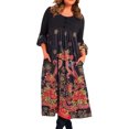 thumbnail image 1 of Robe Longue à Manches Longues Imprimée Mode pour Femmes avec Poches (Noir, m), 1 of 4