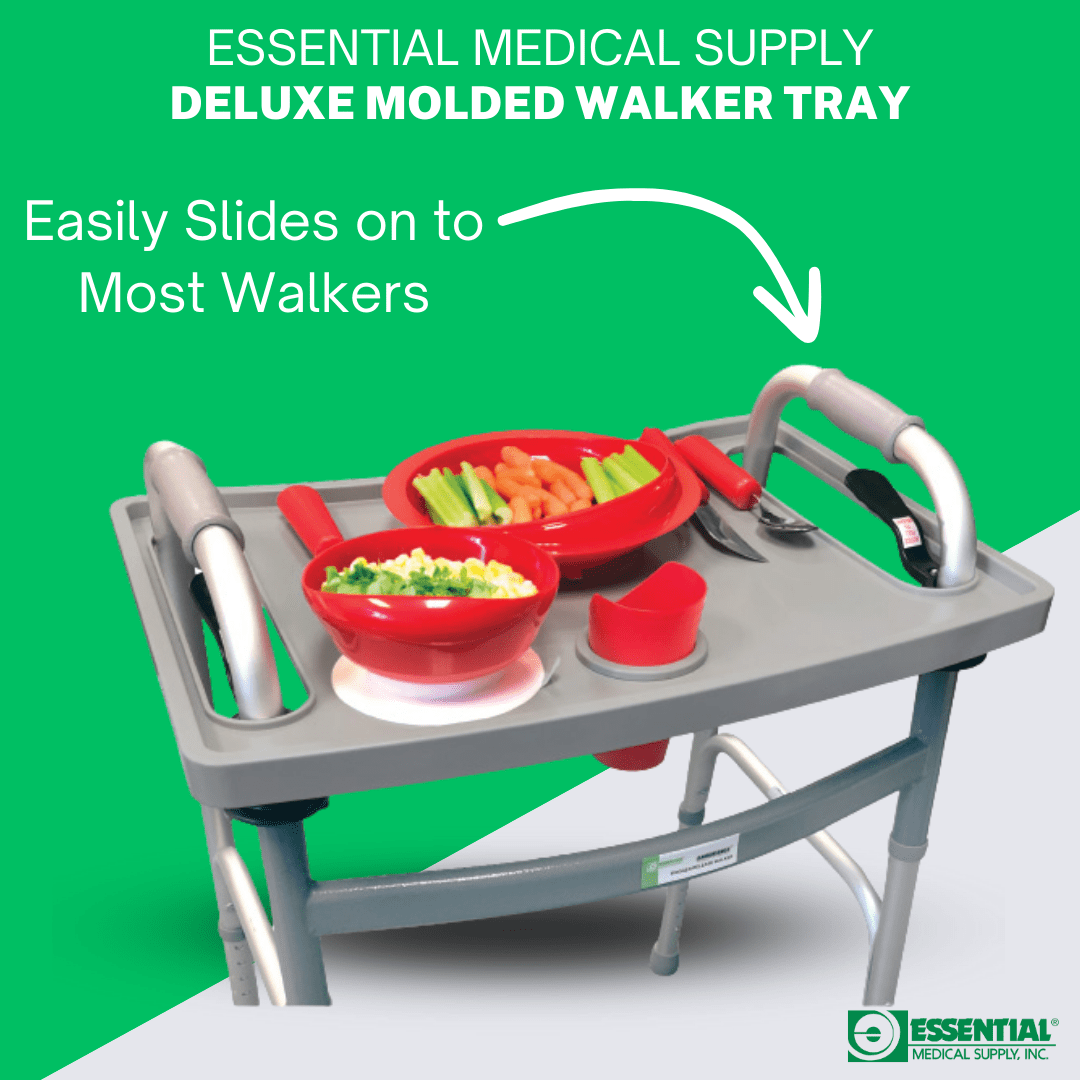 Essential Medical Supply Molded Walker Tray with Cup Holder - Perfect for Mobility and Transport