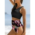 thumbnail image 4 of SHEWIN Women Bikini Sets Two Piece Swimsuits Floral Print Bathing Suits High Waisted Bikini Swimwear Racerback Tops with Bottom, 4 of 6