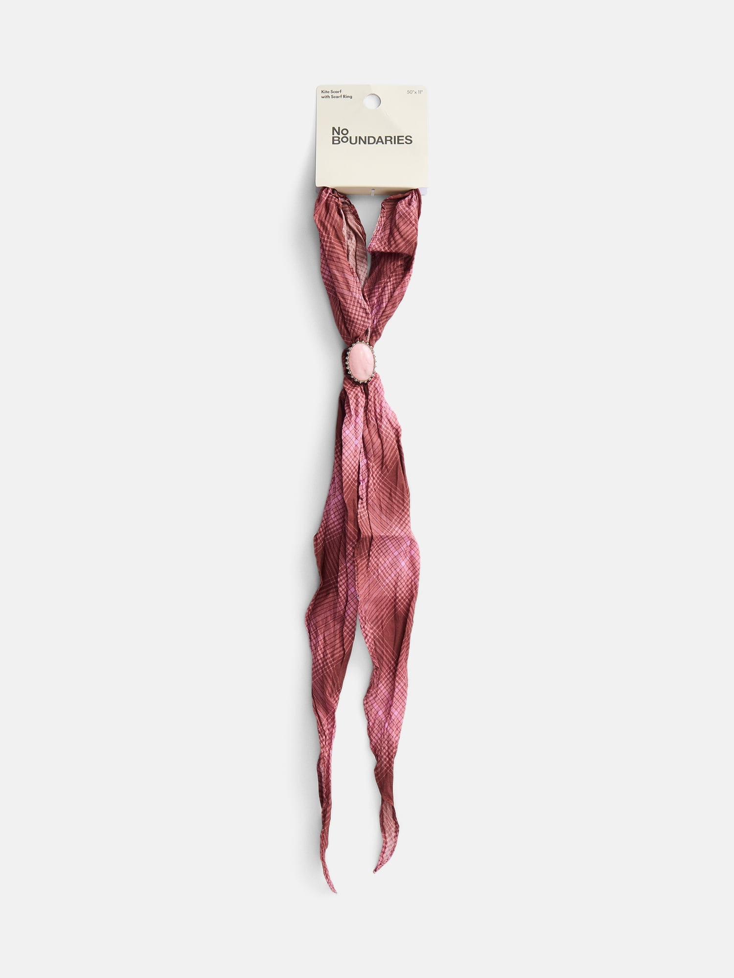 No Boundaries Women's Kite Scarf, Pink Plaid
