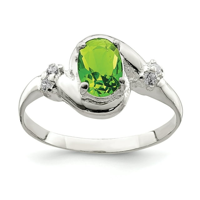 925 Sterling Silver Lime Green Oval Cubic Zirconia Cz Ring Stone