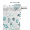 thumbnail image 5 of Turquoise Coastal Linen Curtain Valance for Bedroom/Bathroom/Kitchen/Office/Living/Dining Room Window,Nautical Coral Starfish Conch Seaweed Pocket Topper Drapes Decorative Cafe Drapery Panel 54"x18", 5 of 6