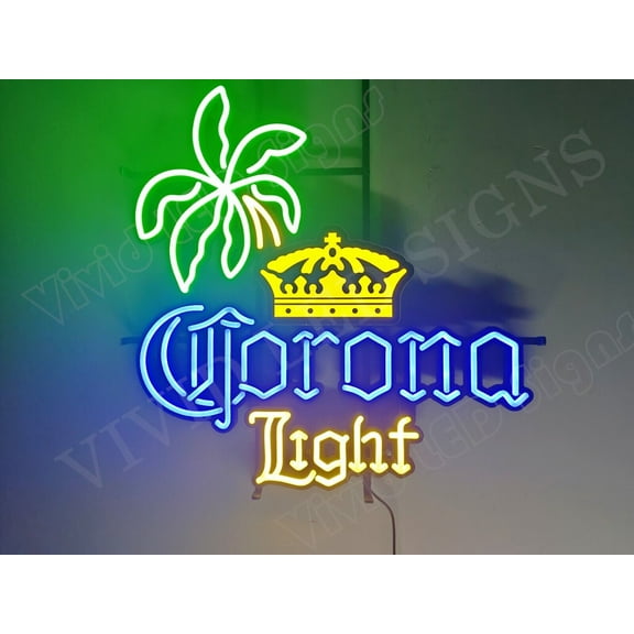 Queen Sense 24"x23" Custom Coronas Light Crown Palm Tree LED Sign Light Neon Signs With Dimmer Party Home Wall Decor Lights W124CLCPT-XLED