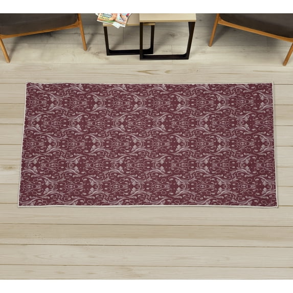 Victorian Decorative Rug, Vintage Floral Forms Ivy Swirls Flowers Design Image Print Art, Quality Carpet for Bedroom Dorm and Living Room, 6 Sizes, Mauve Taupe, by Ambesonne