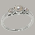 thumbnail image 3 of LBG British Made Solid 18k White Gold Cultured Pearl Womens Anniversary Ring - 33 size options - Size 10.25, 3 of 7
