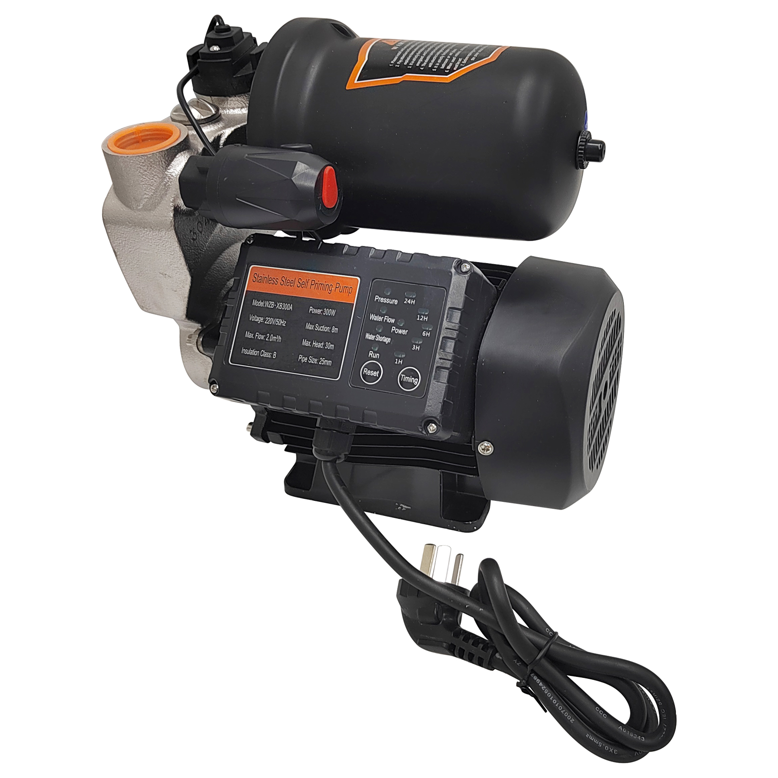 Self Priming Water Pressure Booster Pump Intelligent Control Shower Booster Pump 2.0m³/h 220V