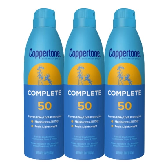 Spray de protección solar Coppertone Complete SPF 50 163 ml x3