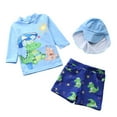 thumbnail image 5 of UP TO 15% OFF! Toddler Boy 3-Piece Swimwear Set Baby Boy Swimsuit with Hat UPF 50+ Rash Guards Short Sleeve Bathing Suit for Boys, D, 2-3 Years, 5 of 5