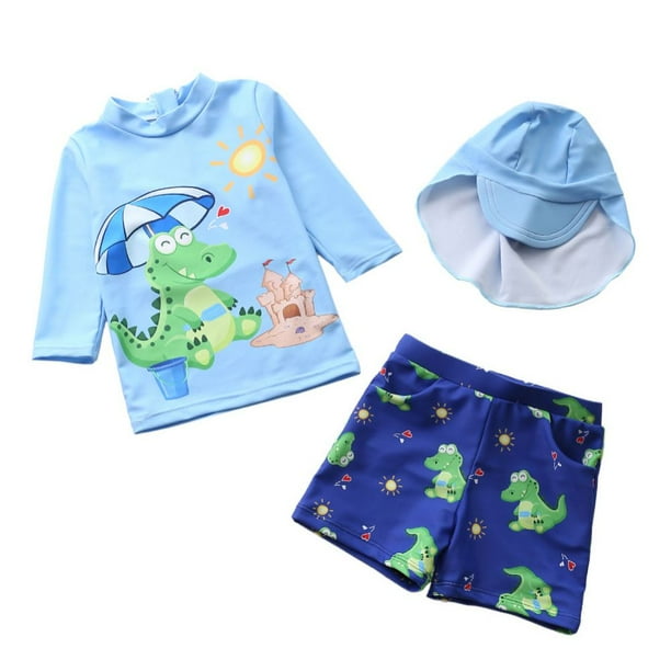 Baywell Toddler Boy 3Piece Swimwear Set Baby Boy Swimsuit with Hat UPF