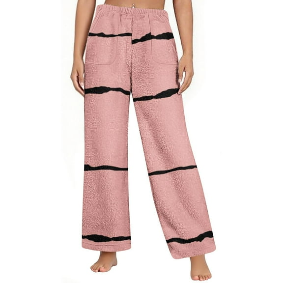 Elvqul Womens Pajamas Pants,Womens Pajamas,Holiday Soft Flannel Winter Comfortable Pants Only,Pink,Size 2XL