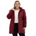 thumbnail image 3 of Soularge Women's Plus Size Puffer Jacket Windproof Winter Coat Warm with Removable Hood Wine Red 4X, 3 of 12