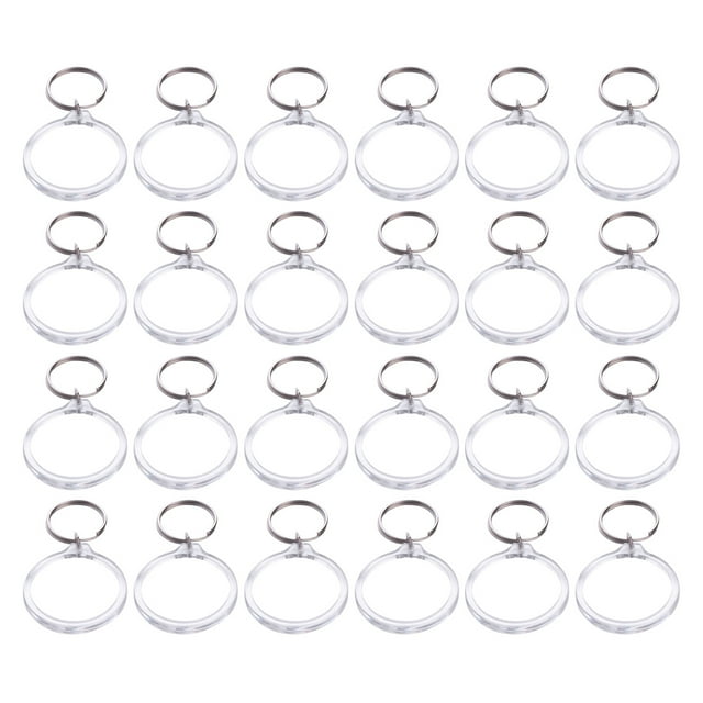 24PCS DIY Photo Frame Keychain Acrylic Photo Frame Key Chain Empty Photo Frame Key Ring Creative Round Shaped Photo Frame Keychain for Friends Families Kids Colleagues White