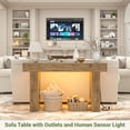 thumbnail image 3 of Homieasy 47" Console Table with Socket & Sensor Light, Narrow Entryway Table with Storage for Hallway/Living Room, Farmhouse Style in Natural Oak, 3 of 8