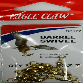 Eagle Claw Fishing Tackle, BS127 Barrel Swivel, Brass, Size 7