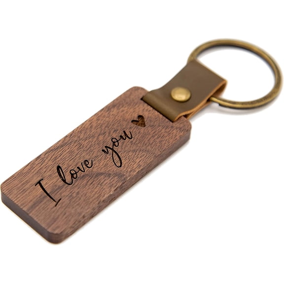 Keychain - Engraved Wooden Keychain Key Chain Birthday Gift, 5th Year Wedding Anniv Ideas