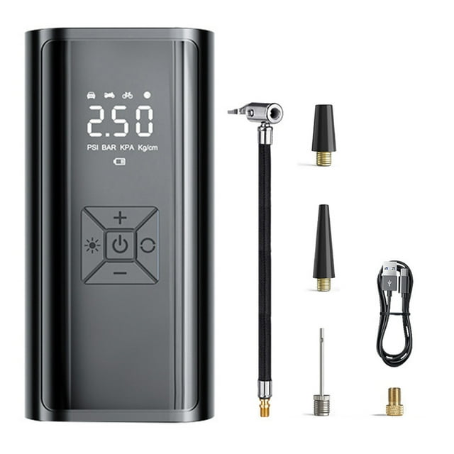 Wireless Portable Car Tire Inflator with Digital Display - 1500mAh Rechargeable Battery (Power Bank Function), 60W 150PSI Electric Air Compressor, ABS Material, 16cm Compact Size, Includes Inflation