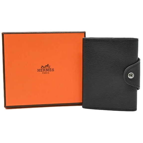 Pre-Owned HERMES Iliad Ulysse Combat Wallet Business Card Holder/Card Case Black...