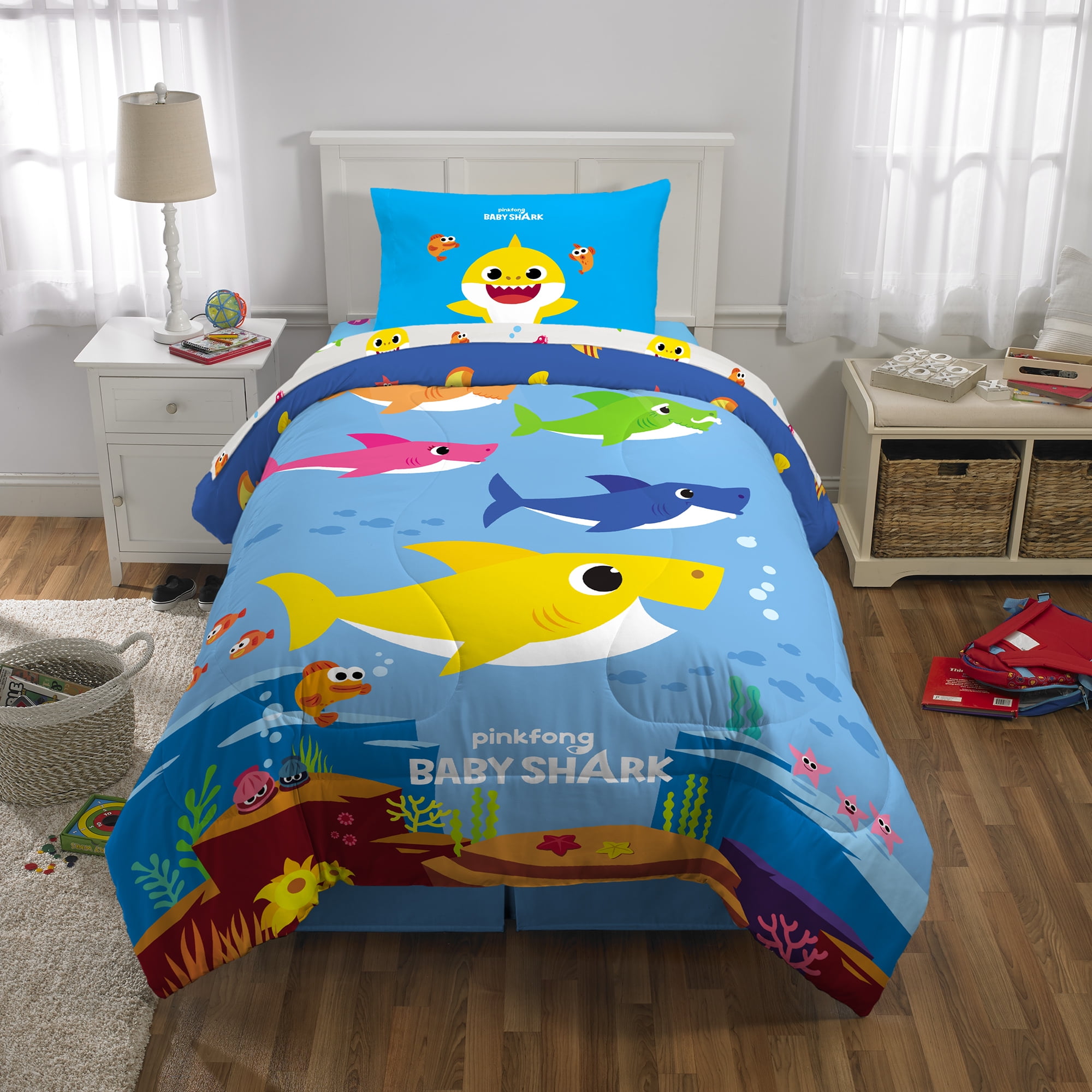 Baby Shark Sheet Set Kids Bedding Microfiber 3 Piece Twin
