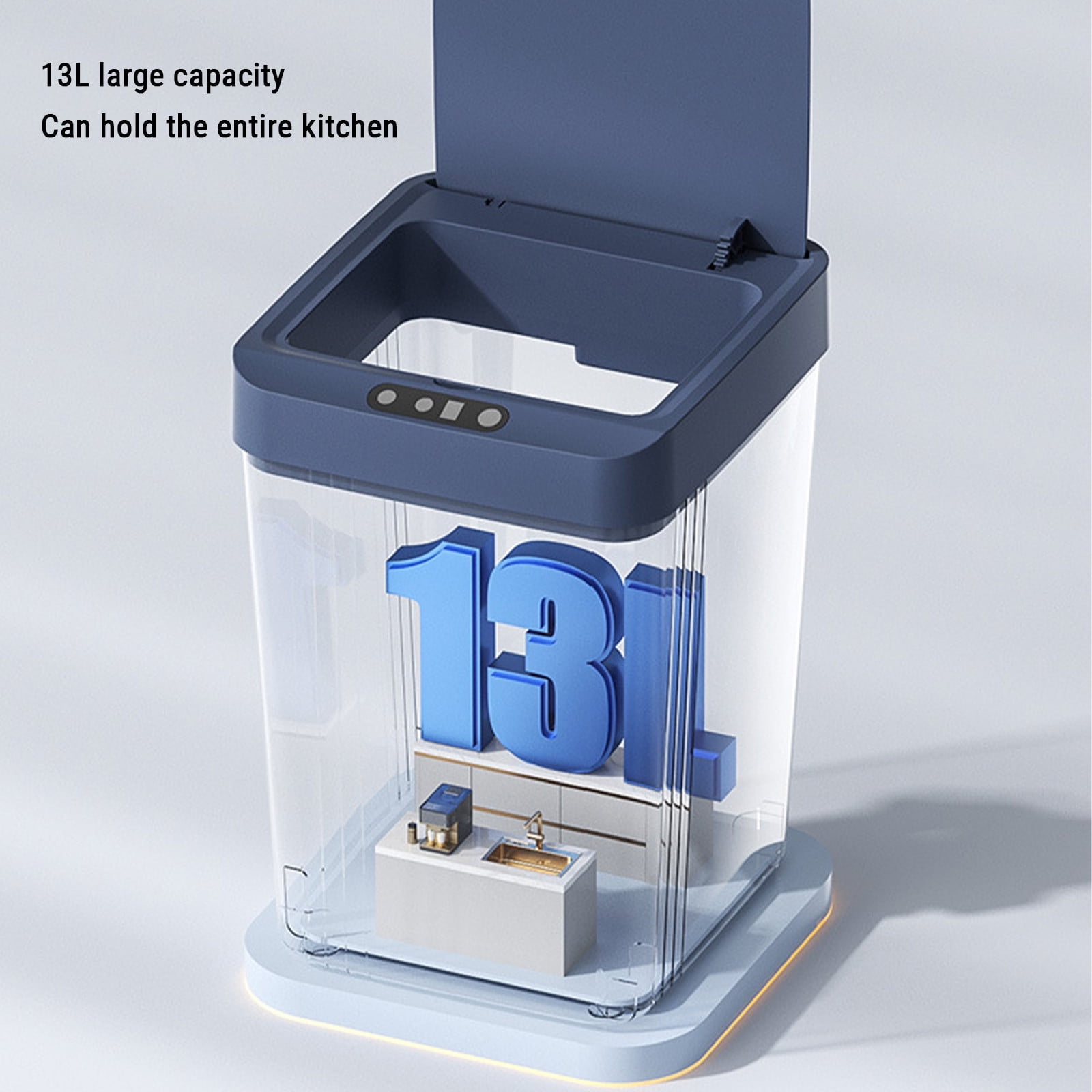 Smart Sensor Trash Can, Odor-Proof Kitchen Trash Can & Bathroom Garbage Bin with Lid, Auto-Open Small Trash Can for Home Office Bedroom Living Room, Blue - Xuniizn