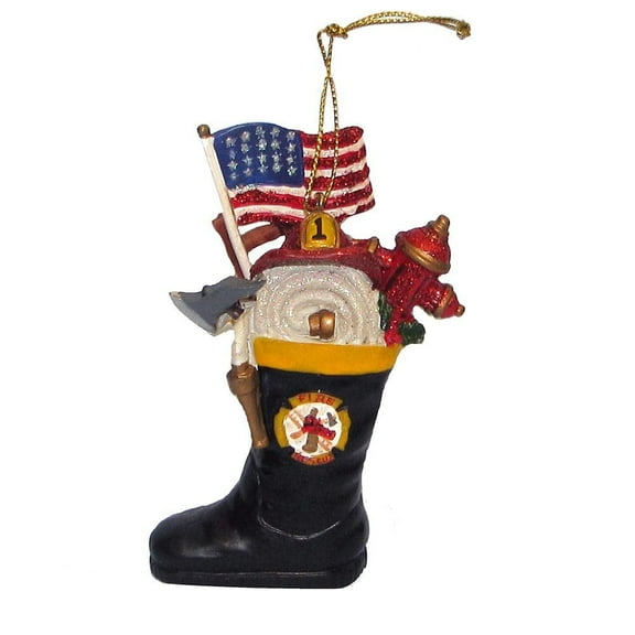 Fireman Boot Christmas Ornament – Holiday Tree Décor for Firefighters & First Responders