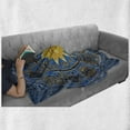 thumbnail image 6 of Horoscope Soft Flannel Fleece Throw Blanket, Design Zodiac Signs Circle with Sun Center, Cozy Plush for Indoor and Outdoor Use, 50" x 60", Azure Blue Mustard, by Ambesonne, 6 of 6