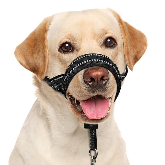 Collar con forma de cabeza de perro sin corteza, suave y sin tirones, para perros de tamaño mediano y grande