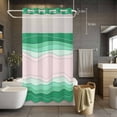 thumbnail image 5 of No Hook Green Stripes Shower Curtain with Snap in Liner Set, Light Pink Ombre Simple Abstract Lines Waterproof Fabric Bathroom Curtains with See Through Top Window, Hotel Style Small 36 x 72 Inch, 5 of 9