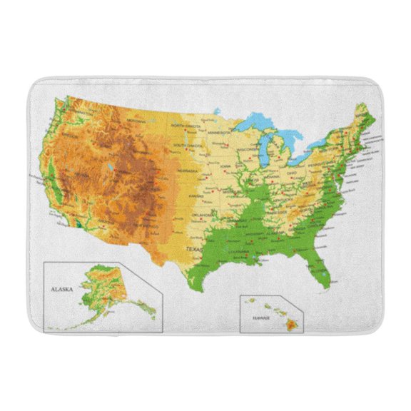SIDONKU California United States of America Physical Map Nevada Relief Idaho Doormat Floor Rug Bath Mat 23.6x15.7 inch