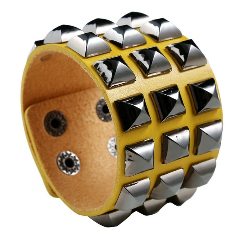 Anvazise Punk Men Women Club Square Rivet Studded Wide Cuff