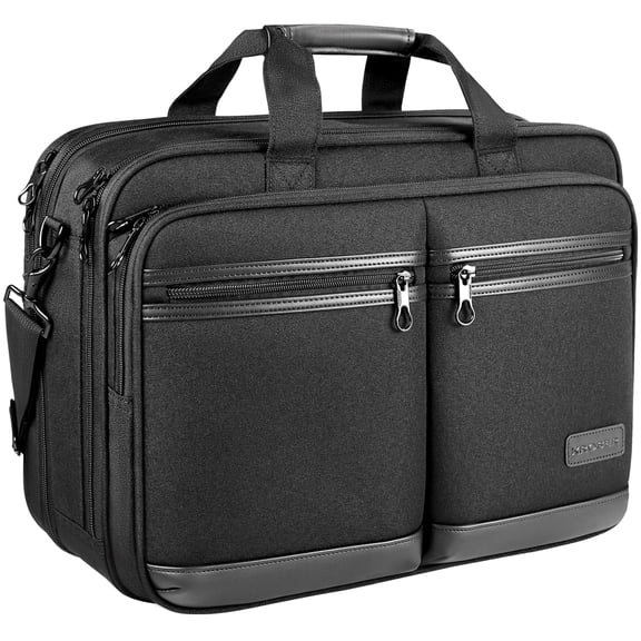 KROSER Expandable Polyester Laptop Messenger Bag, 17.3 Inches, Black
