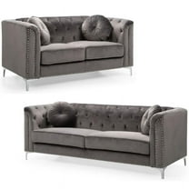 Home Square 2-Piece Set with Velvet Sofa and Loveseat in Dark Gray