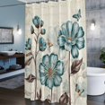 thumbnail image 6 of Rustic Flowers Shower Curtain, Spring Teal Tulip Butterfly Vintage Floral Newspaper Texture Waterproof Shower Curtain Set with 12 Hooks Lightweight Bath Curtains Fabric Bathroom Decor 72x84 Inches, 6 of 9