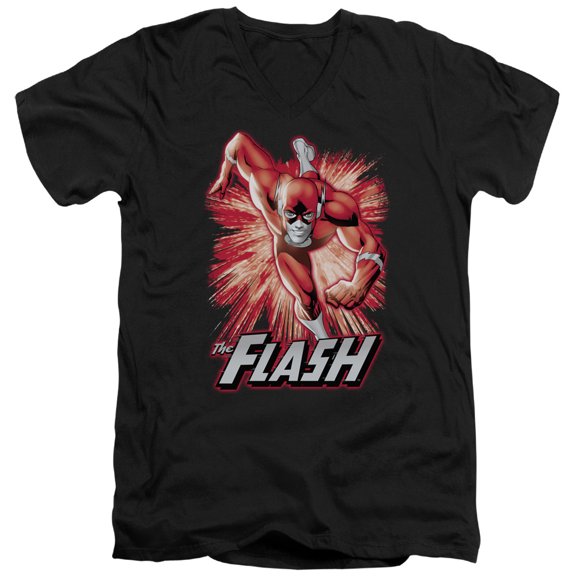 Jla - Flash Red & Gray - Slim Fit V Neck Shirt - X-Large