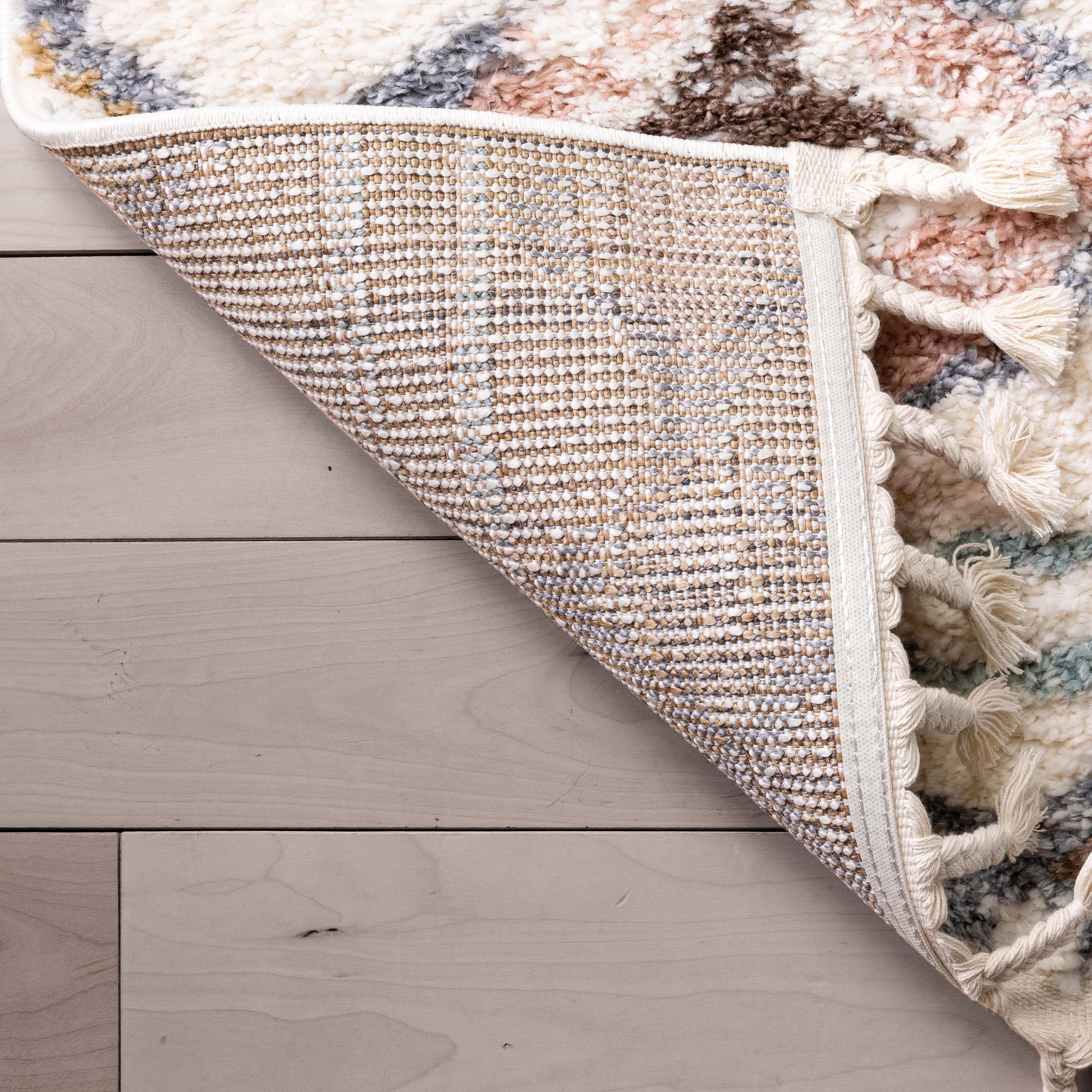 Well Woven Nala Moroccan Area Rug, 3.92' x 5.25', Cotton Fringe For Authentic Look, Plush & Soft Shag Pile, Moroccan Tribal Print